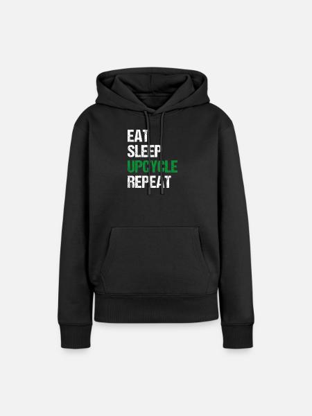 Upcycle Repeat - Frauen Premium Bio Hoodie - Schwarz