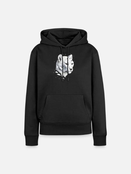 Geometrischer Schneeleopard – Eleganz der Wildnis - Frauen Premium Bio Hoodie - Schwarz