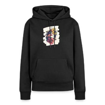 Printemps Printemps Début Fleurs - Sweat à capuche Premium bio Femme - noir - Devant - Julia (174cm)
