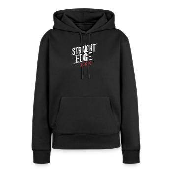 Straight Edge Schriftzug für Straight Edger Life - Frauen Premium Bio Hoodie - Schwarz - Vorne - Julia (174cm)