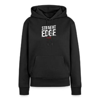 Straight Edge Schriftzug für Straight Edger Life - Frauen Premium Bio Hoodie - Schwarz - Vorne - Julia (174cm)