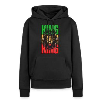 König Löwe - Frauen Premium Bio Hoodie - Schwarz - Vorne - Julia (174cm)