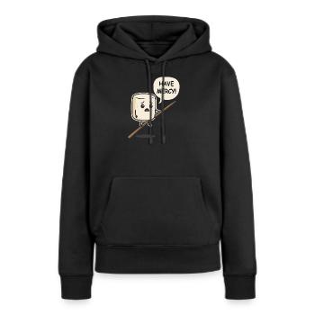 Sweet Marshmallow dit - Ayez pitié ! - Sweat à capuche Premium bio Femme - noir - Devant - Julia (174cm)
