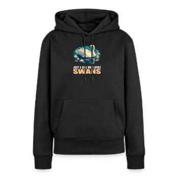 Schwäne Schwan - Frauen Premium Bio Hoodie - Schwarz - Vorne - Julia (174cm)