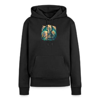 Drachen Drache - Frauen Premium Bio Hoodie - Schwarz - Vorne - Julia (174cm)