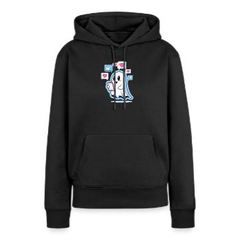 Fantôme mignon avec smartphone - Sweat à capuche Premium bio Femme - noir - Devant - Julia (174cm)