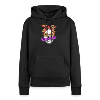 Tête de fleurs - Sweat à capuche Premium bio Femme - noir - Devant - Julia (174cm)