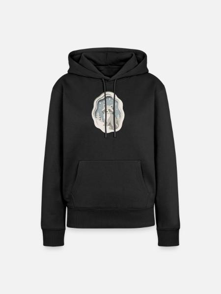 Winterlicher Waschbär im Schnee - Frauen Premium Bio Hoodie - Schwarz