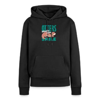 Seeotter Cartoon Make Me Smile - Frauen Premium Bio Hoodie - Schwarz - Vorne - Julia (174cm)