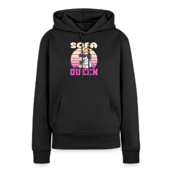 Sofa Queen - Einhorn zocken - Frauen Premium Bio Hoodie - Schwarz - Vorne - Julia (174cm)