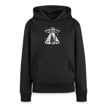 UFO Weihnachtsbaum Lichtstrahl - Frauen Premium Bio Hoodie - Schwarz - Vorne - Julia (174cm)