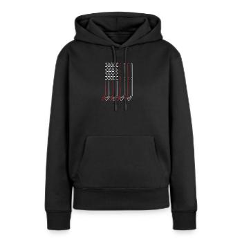 Para hockey sur glace handicap - Sweat à capuche Premium bio Femme - noir - Devant - Julia (174cm)
