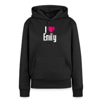 I Love Emily Pinkes Herz Ich liebe Emily - Frauen Premium Bio Hoodie - Schwarz - Vorne - Julia (174cm)