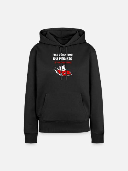 Führerschein-Humor - Frauen Premium Bio Hoodie - Schwarz