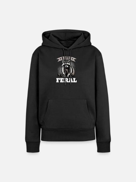 Funny Raccoon - Frauen Premium Bio Hoodie - Schwarz