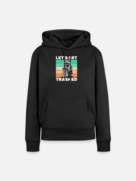 Funny Raccoon - Frauen Premium Bio Hoodie - Schwarz