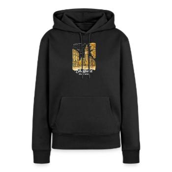 Sheffield, Angleterre - Sweat à capuche Premium bio Femme - noir - Devant - Julia (174cm)
