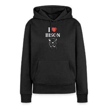 Bison - Frauen Premium Bio Hoodie - Schwarz - Vorne - Julia (174cm)