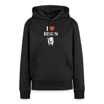 Bison - Frauen Premium Bio Hoodie - Schwarz - Vorne - Julia (174cm)