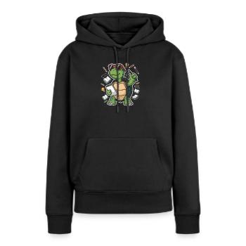 Learning turtle with glasses - Women’s Premium Organic Hoodie - black - Front - Julia (174cm)