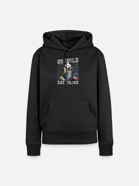 Funny Opossum - Frauen Premium Bio Hoodie - Schwarz