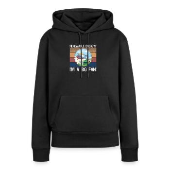 Énergie renouvelable ? Je suis un grand fan ! - Sweat à capuche Premium bio Femme - noir - Devant - Julia (174cm)