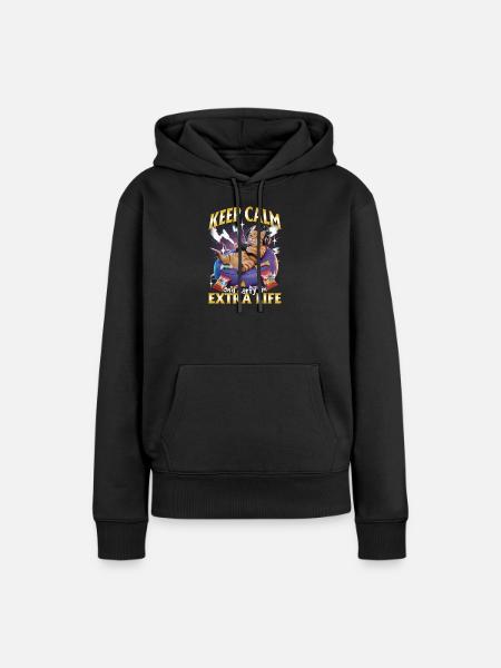 Funny Gaming Gamer Cat - Frauen Premium Bio Hoodie - Schwarz