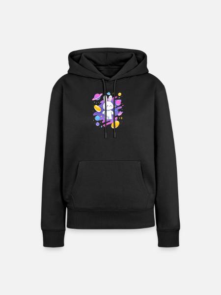 Galaktischer Hase im Nebel - Frauen Premium Bio Hoodie - Schwarz