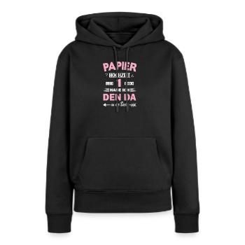 1er anniversaire de mariage Mariage Mariage papier Mariage 1 an - Sweat à capuche Premium bio Femme - noir - Devant - Julia (174cm)
