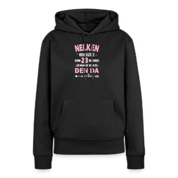 Mariage Œillet 28e anniversaire de mariage Épouse - Sweat à capuche Premium bio Femme - noir - Devant - Julia (174cm)