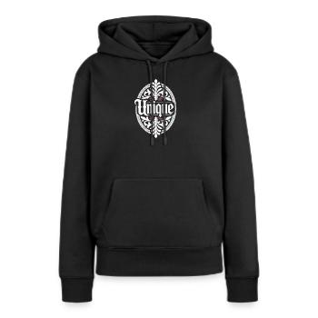 unique, unique, unique valeur de soi unique - Sweat à capuche Premium bio Femme - noir - Devant - Julia (174cm)