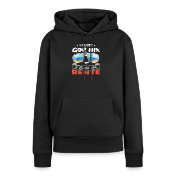I muass gor nix - I bin in Rente - Frauen Premium Bio Hoodie - Schwarz - Vorne - Julia (174cm)