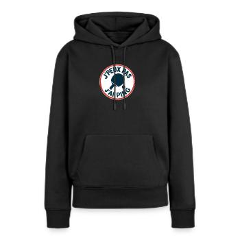 Ich kann nicht, ich ping. - Frauen Premium Bio Hoodie - Schwarz - Vorne - Julia (174cm)