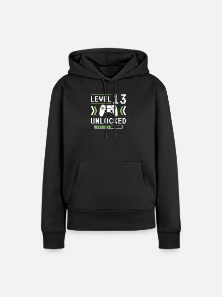 Level 13 - Frauen Premium Bio Hoodie - Schwarz