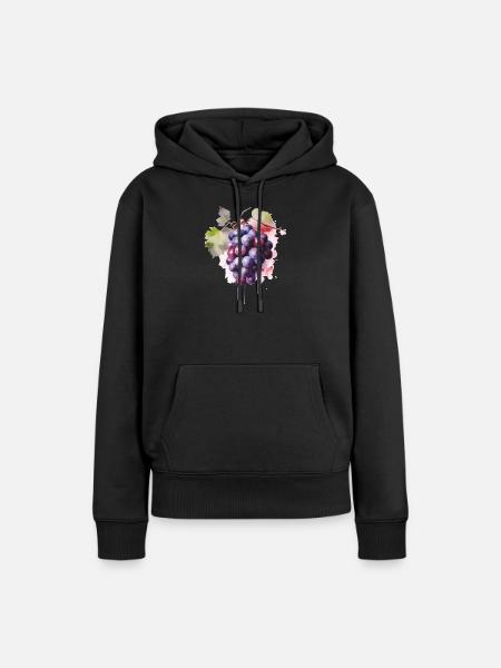Weintrauben Aquarell - Frauen Premium Bio Hoodie - Schwarz