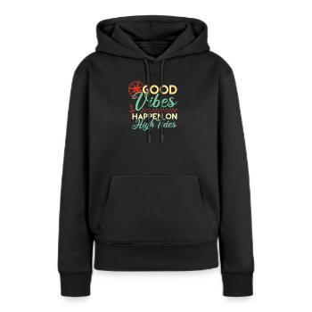 Gute Vibes an hohen Gezeiten - Frauen Premium Bio Hoodie - Schwarz - Vorne - Julia (174cm)