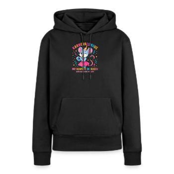 Carnaval : Souris Confettis en Cœur de Carnaval - Sweat à capuche Premium bio Femme - noir - Devant - Julia (174cm)