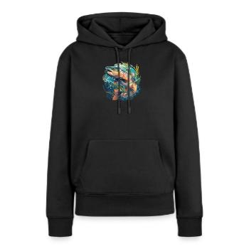 Saumon Saumon - Sweat à capuche Premium bio Femme - noir - Devant - Julia (174cm)