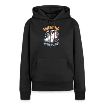 Dictions de transpiration Drôle de cadeau de transpiration - Sweat à capuche Premium bio Femme - noir - Devant - Julia (174cm)