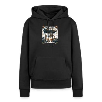 Hochfliegendes Luftschiff über London - Frauen Premium Bio Hoodie - Schwarz - Vorne - Julia (174cm)