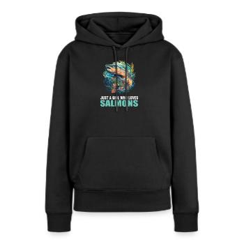 Saumon Saumon - Sweat à capuche Premium bio Femme - noir - Devant - Julia (174cm)