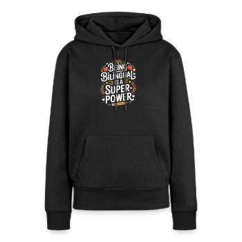 Expressions en langue étrangère Cadeau drôle en langue étrangère - Sweat à capuche Premium bio Femme - noir - Devant - Julia (174cm)