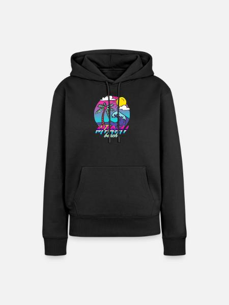 Miami Beach Palmenwelle - Frauen Premium Bio Hoodie - Schwarz