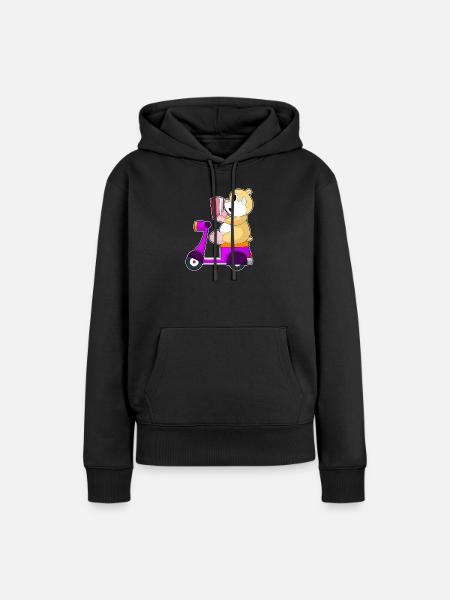 Hamster Motorroller - Frauen Premium Bio Hoodie - Schwarz