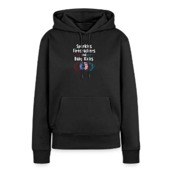 Baby shower juillet - Sweat à capuche Premium bio Femme - noir - Devant - Julia (174cm)