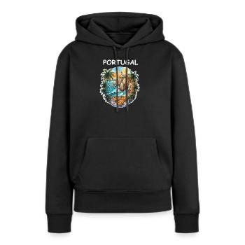 Falaises du Portugal - Sweat à capuche Premium bio Femme - noir - Devant - Julia (174cm)