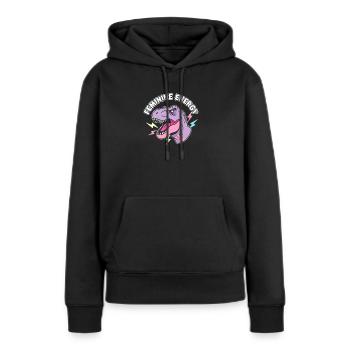Feminine Energy NeonDino - Frauen Premium Bio Hoodie - Schwarz - Vorne - Julia (174cm)