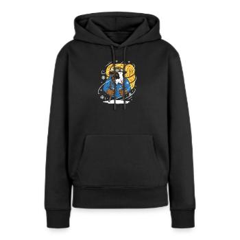 Winterlumberjack Kuh - Frauen Premium Bio Hoodie - Schwarz - Vorne - Julia (174cm)