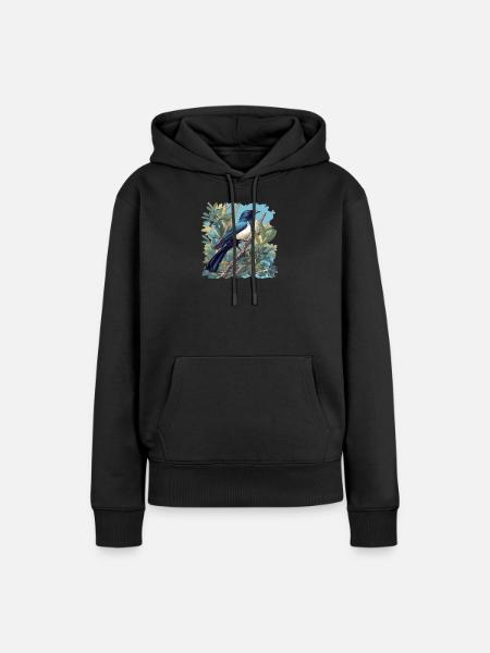 Elstern Elster - Frauen Premium Bio Hoodie - Schwarz