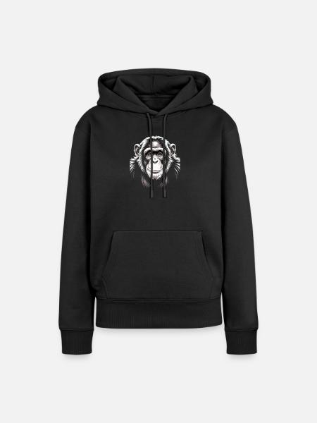 Affe Schimpanse - Frauen Premium Bio Hoodie - Schwarz